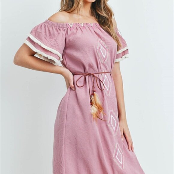 Boho Babe Pink Embroidered Dress - Picture 5 of 8